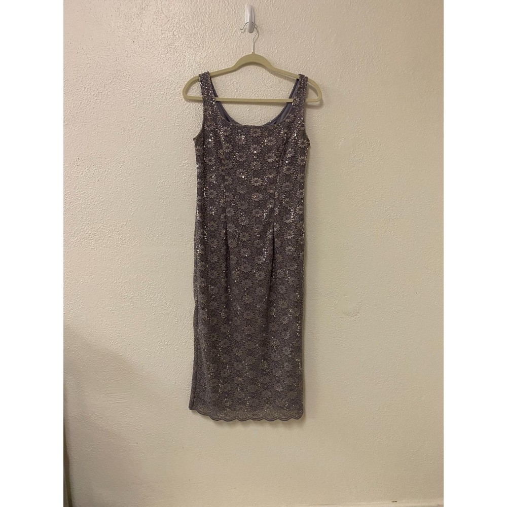 VTG ALEX EVENINGS purple Y2K fairycore floral scalloped lace maxi dress size 6